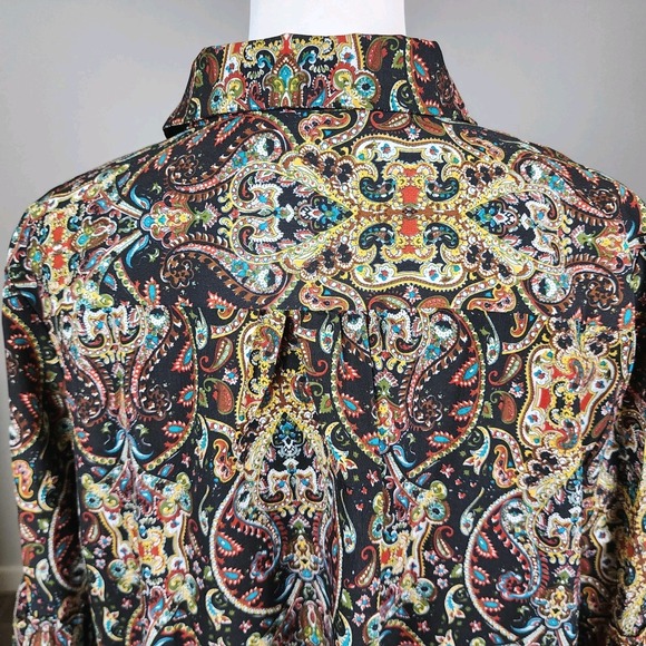 Susan Graver Blouse Top Womens Medium Large Boxy Oversized Festival Boho Retro - Picture 6 of 13